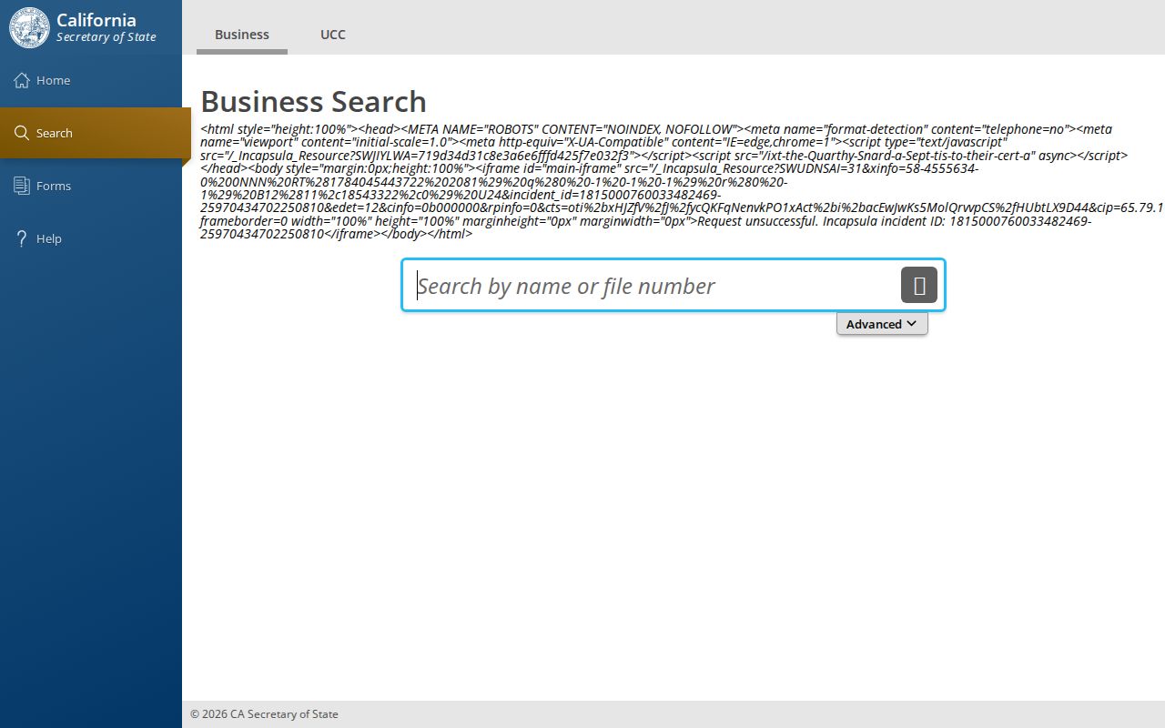 Pasadena people search through California bizfile business records