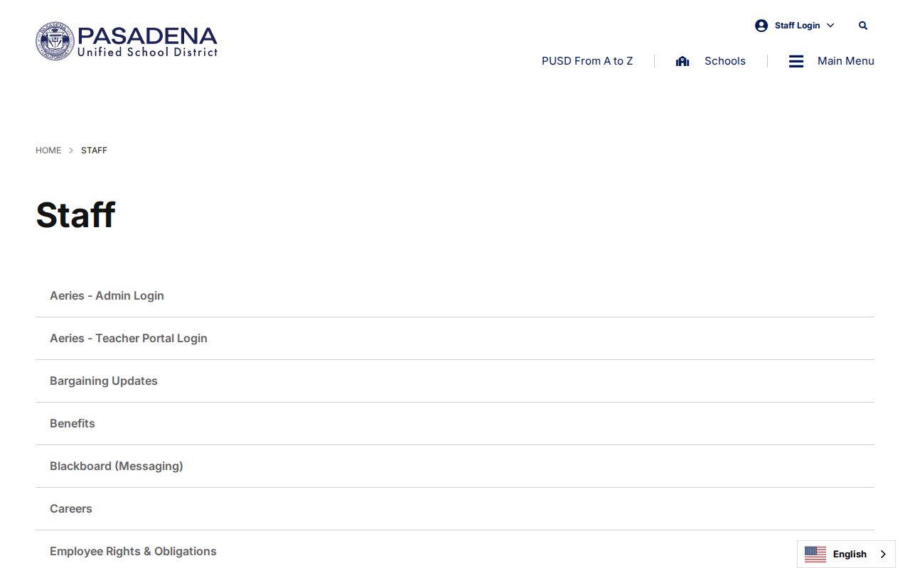 Pasadena people directories screenshot of Pasadena Unified staff resources