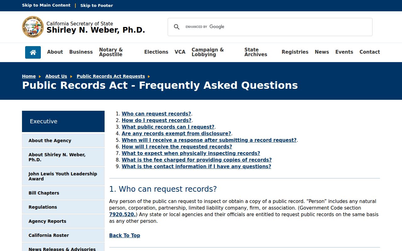 Pasadena voter registration records and California public records rules